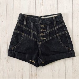 Silence + Noise High Waisted Dark Denim Shorts